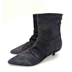 Saint G Florino Slouch Pointed Toe Kitten Heel Bootie Black Size US7 EU37